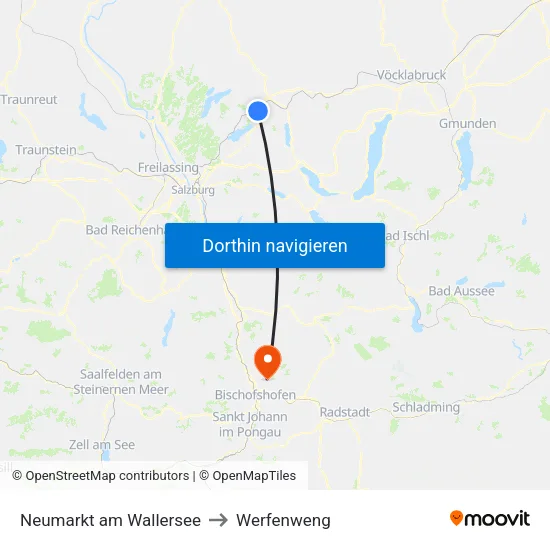 Neumarkt am Wallersee to Werfenweng map
