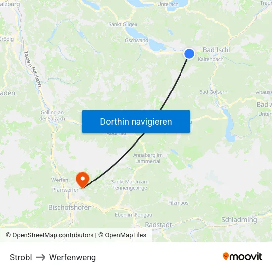 Strobl to Werfenweng map