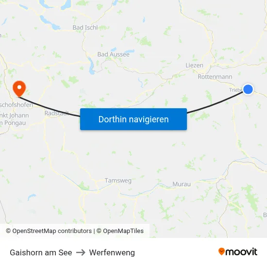 Gaishorn am See to Werfenweng map