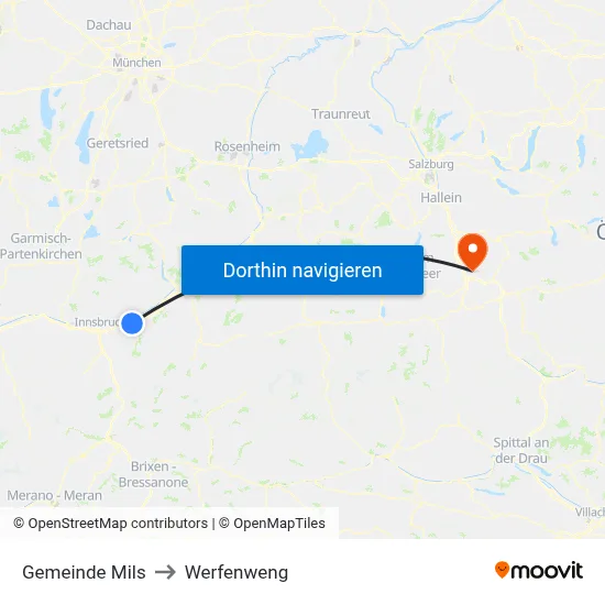 Gemeinde Mils to Werfenweng map