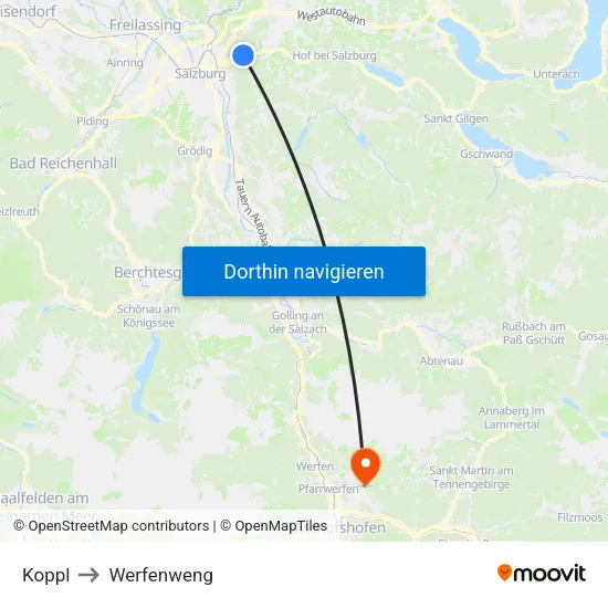 Koppl to Werfenweng map