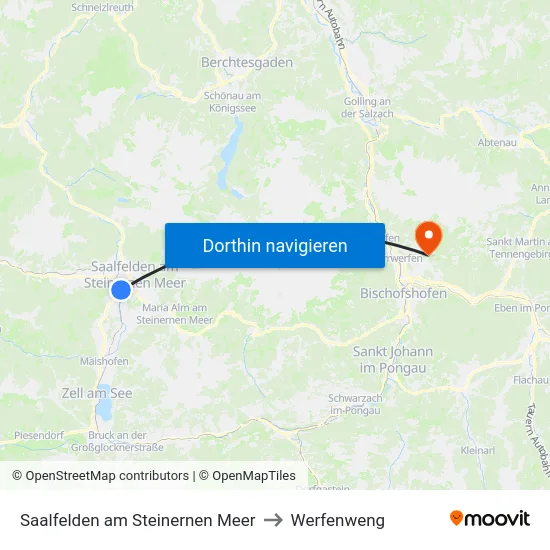 Saalfelden am Steinernen Meer to Werfenweng map