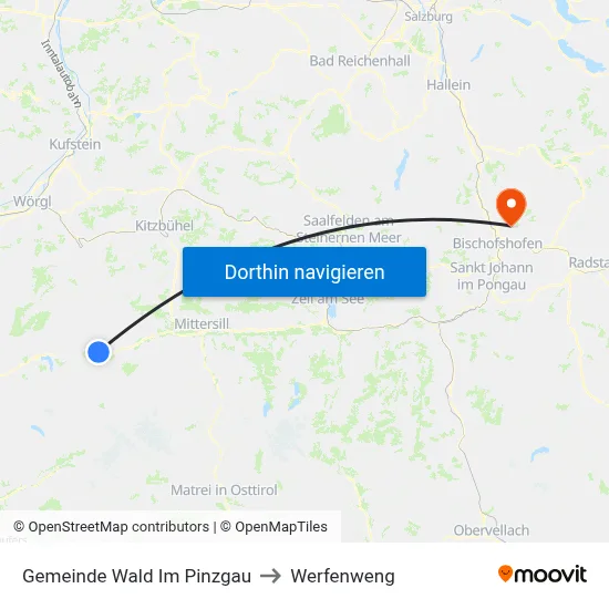 Gemeinde Wald Im Pinzgau to Werfenweng map