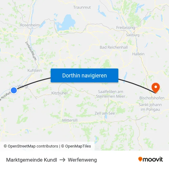 Marktgemeinde Kundl to Werfenweng map