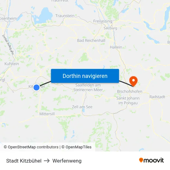 Stadt Kitzbühel to Werfenweng map