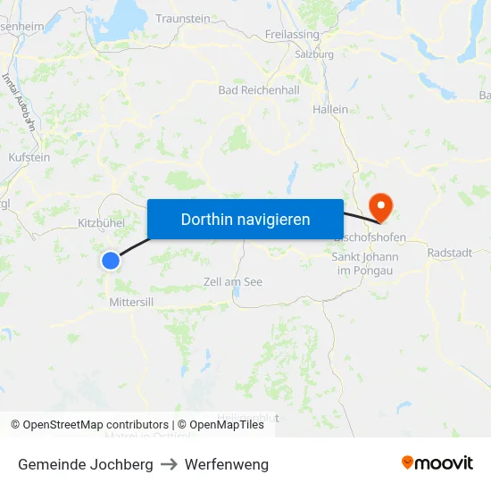 Gemeinde Jochberg to Werfenweng map