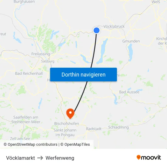Vöcklamarkt to Werfenweng map