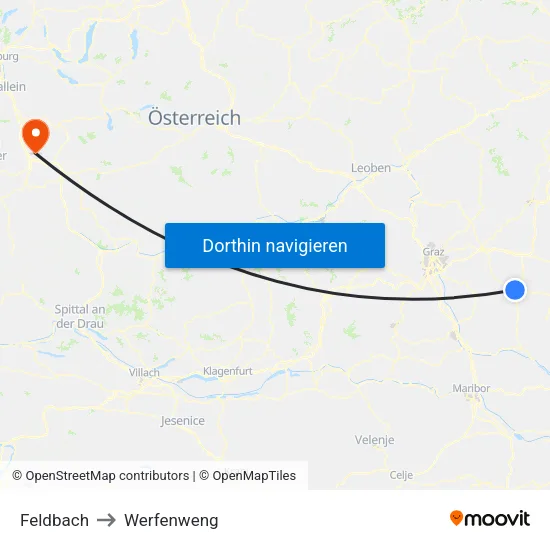 Feldbach to Werfenweng map