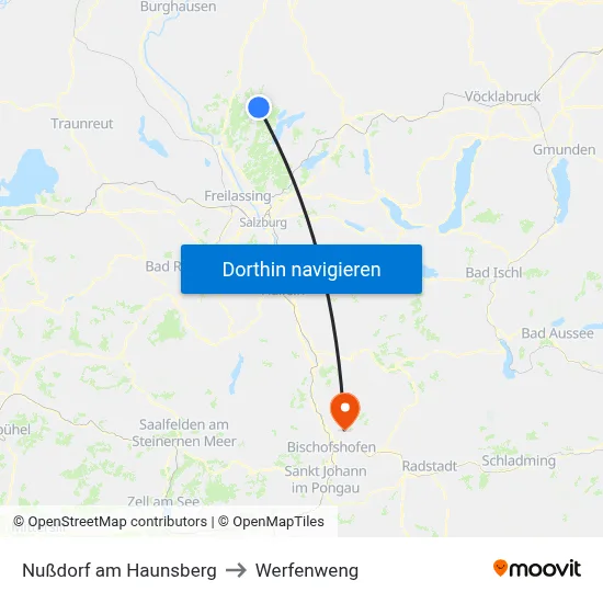 Nußdorf am Haunsberg to Werfenweng map