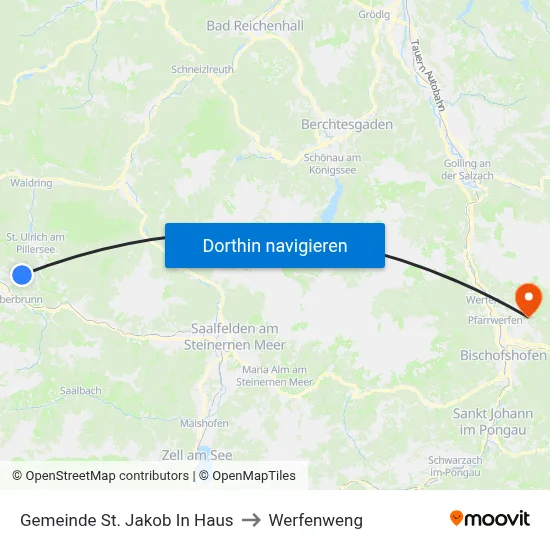 Gemeinde St. Jakob In Haus to Werfenweng map