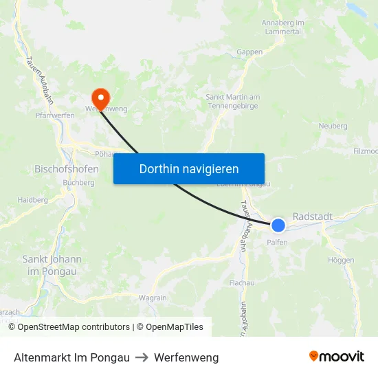 Altenmarkt Im Pongau to Werfenweng map