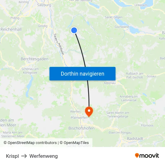 Krispl to Werfenweng map
