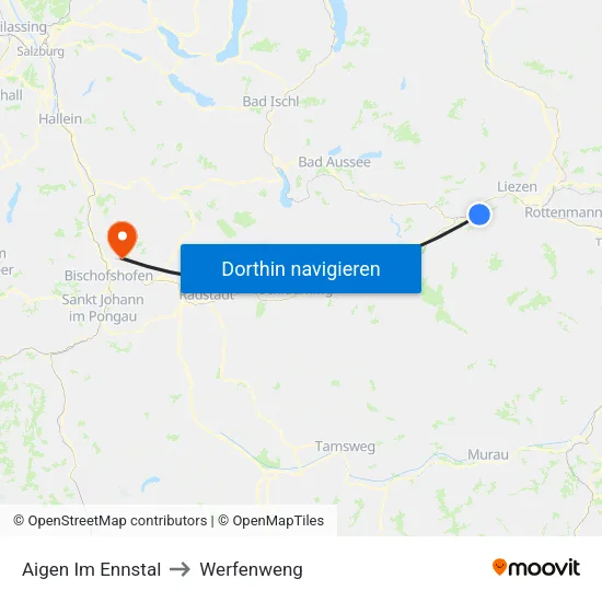 Aigen Im Ennstal to Werfenweng map