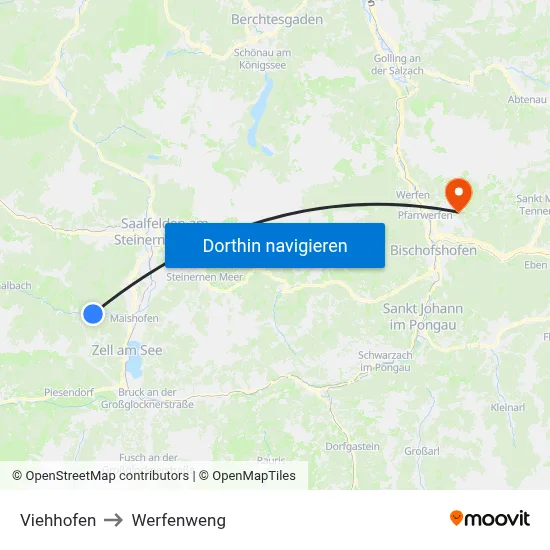 Viehhofen to Werfenweng map