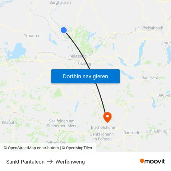 Sankt Pantaleon to Werfenweng map