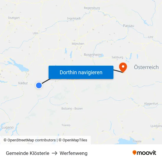 Gemeinde Klösterle to Werfenweng map