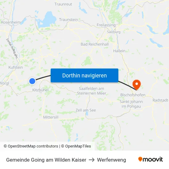 Gemeinde Going am Wilden Kaiser to Werfenweng map
