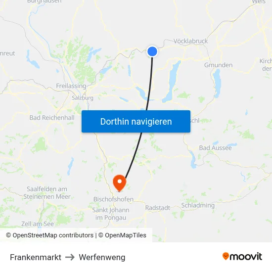 Frankenmarkt to Werfenweng map