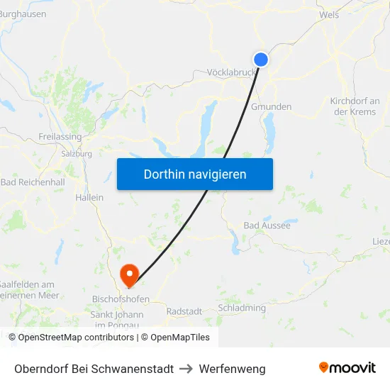 Oberndorf Bei Schwanenstadt to Werfenweng map