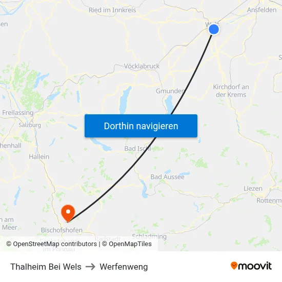 Thalheim Bei Wels to Werfenweng map
