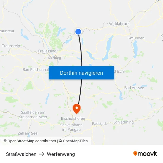 Straßwalchen to Werfenweng map