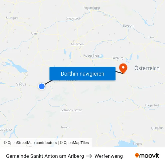 Gemeinde Sankt Anton am Arlberg to Werfenweng map