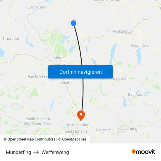 Munderfing to Werfenweng map