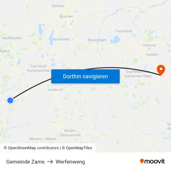 Gemeinde Zams to Werfenweng map