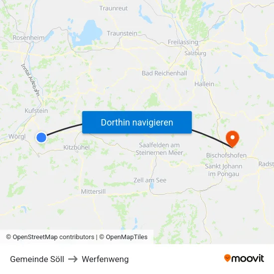 Gemeinde Söll to Werfenweng map