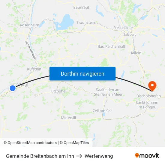 Gemeinde Breitenbach am Inn to Werfenweng map