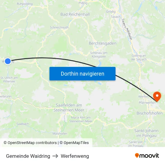 Gemeinde Waidring to Werfenweng map