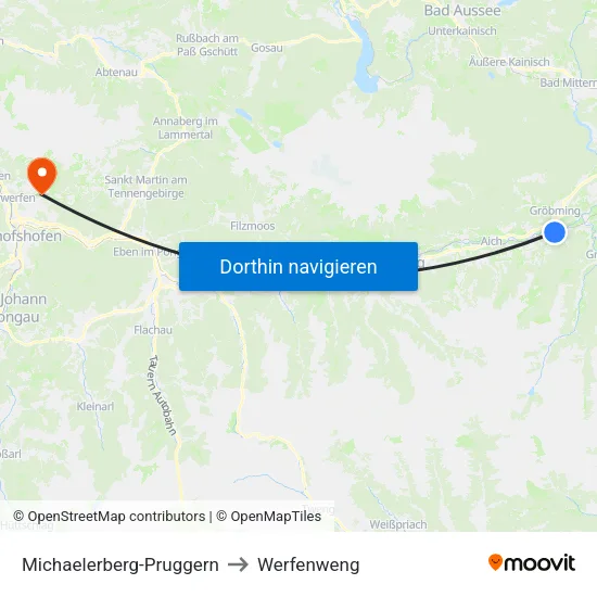 Michaelerberg-Pruggern to Werfenweng map