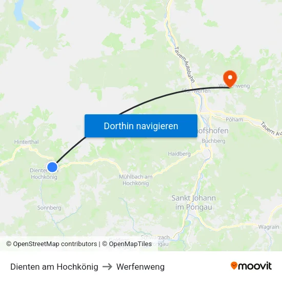 Dienten am Hochkönig to Werfenweng map