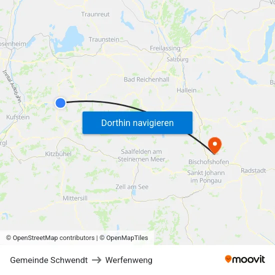 Gemeinde Schwendt to Werfenweng map
