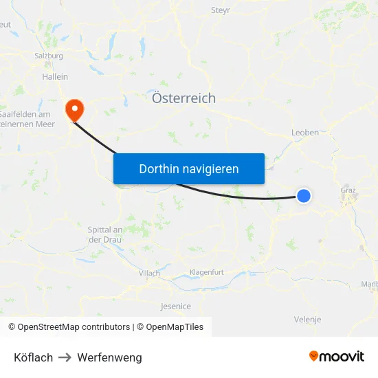 Köflach to Werfenweng map