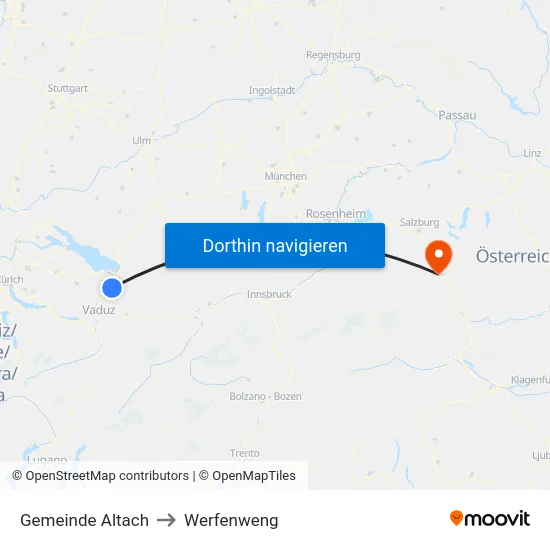 Gemeinde Altach to Werfenweng map
