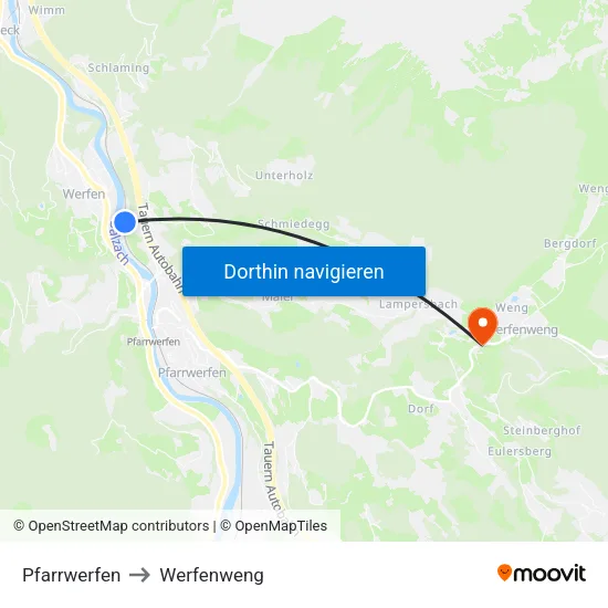 Pfarrwerfen to Werfenweng map