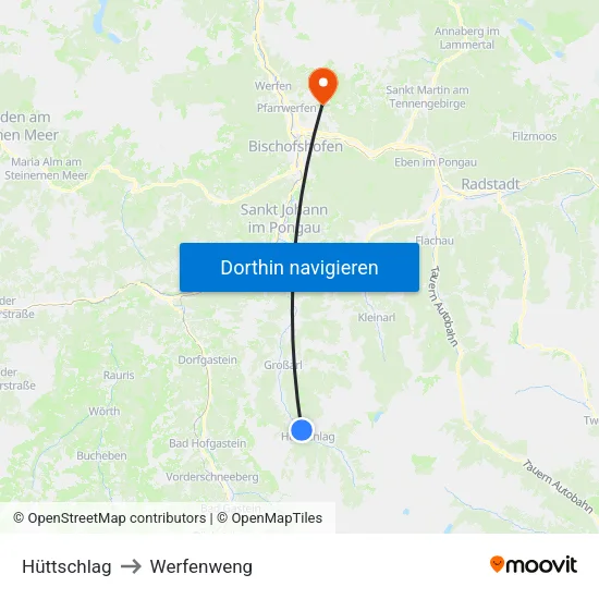 Hüttschlag to Werfenweng map