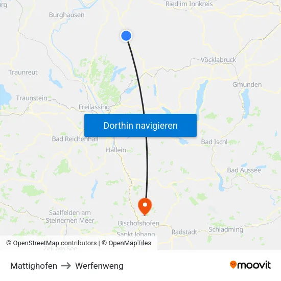 Mattighofen to Werfenweng map