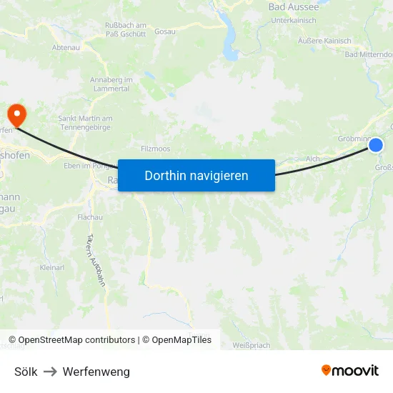 Sölk to Werfenweng map