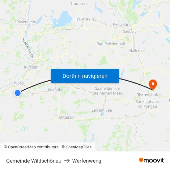 Gemeinde Wildschönau to Werfenweng map