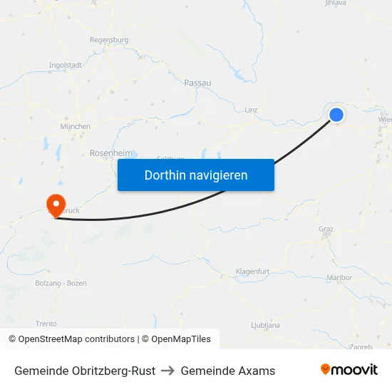 Gemeinde Obritzberg-Rust to Gemeinde Axams map