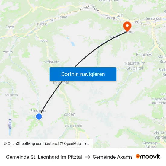 Gemeinde St. Leonhard Im Pitztal to Gemeinde Axams map