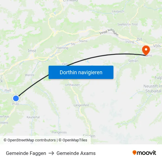Gemeinde Faggen to Gemeinde Axams map