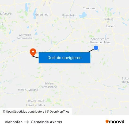 Viehhofen to Gemeinde Axams map