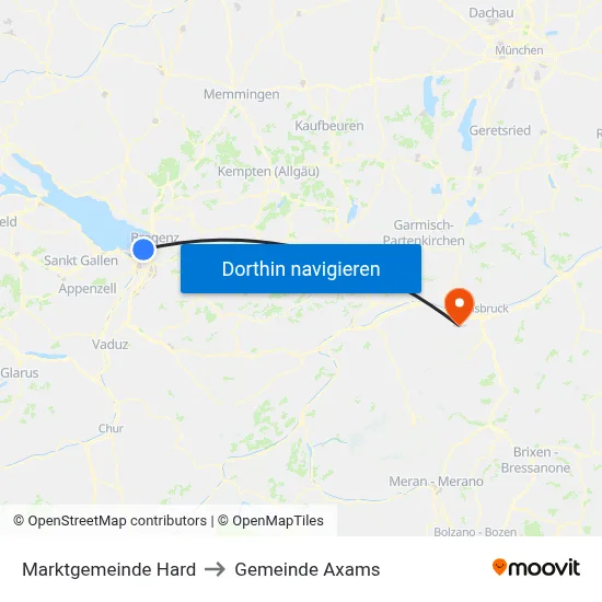 Marktgemeinde Hard to Gemeinde Axams map