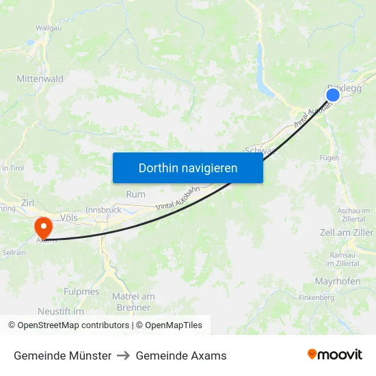 Gemeinde Münster to Gemeinde Axams map