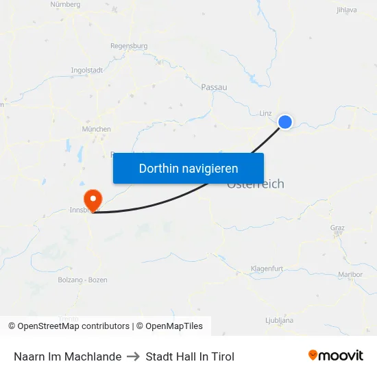 Naarn Im Machlande to Stadt Hall In Tirol map