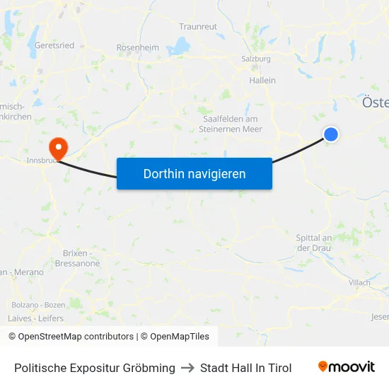 Politische Expositur Gröbming to Stadt Hall In Tirol map