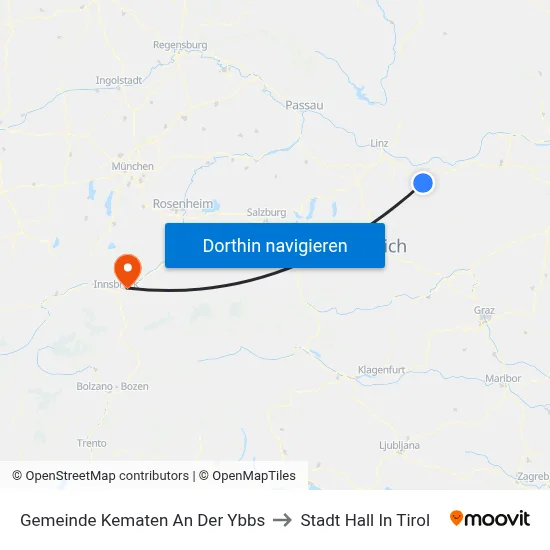 Gemeinde Kematen An Der Ybbs to Stadt Hall In Tirol map